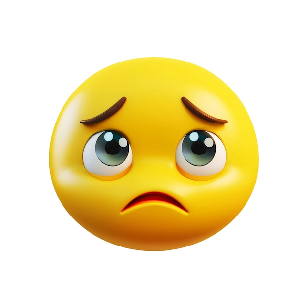 3D sad emoji with a frowning face conveying a sense of loneliness or sadness