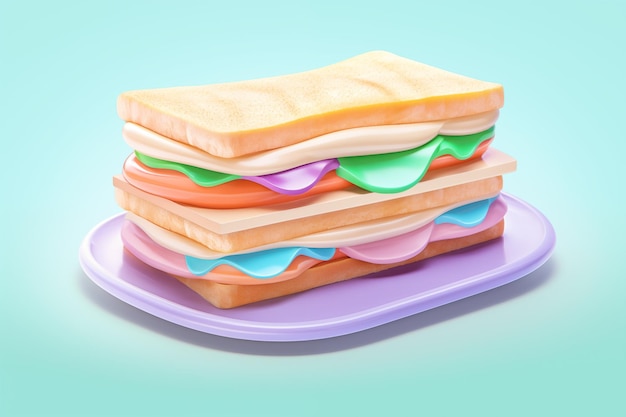 3D Sandwich pastel color by Generative AI