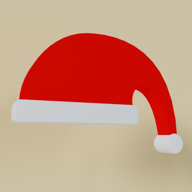 3d Santa red hat. Christmas sign - Santa Claus cap in 3d.