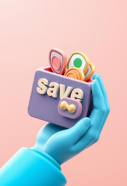 Photo 3d save money icon wallet coins and finance transfer concepts