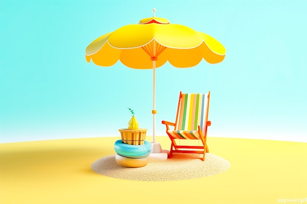 3d scene vacation on the beach concept Ai generated