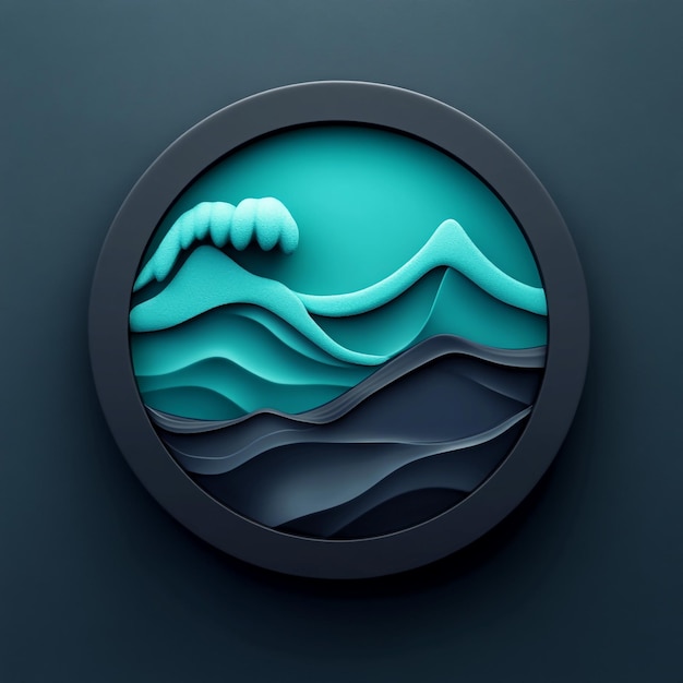 3D Sea Level Icon Ocean Height and Climate Measurement Illustration Logo