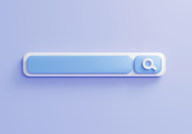 3d search bar ui icon on blue background