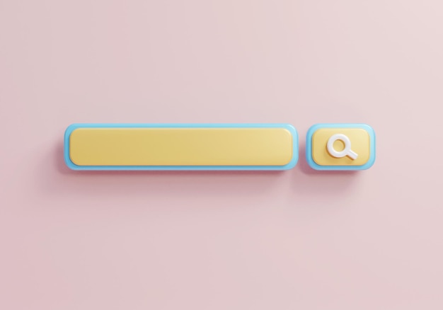 Photo 3d search bar ui icon on pink background