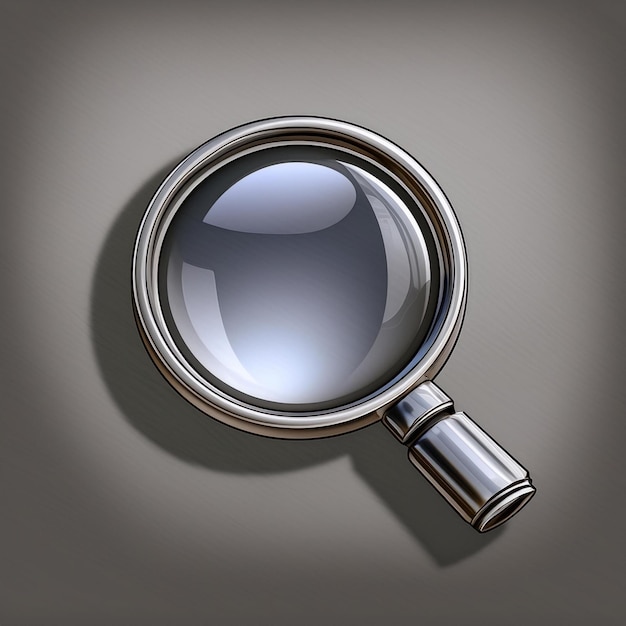 Photo 3d search icon in metallic finish magnifier uniform metal