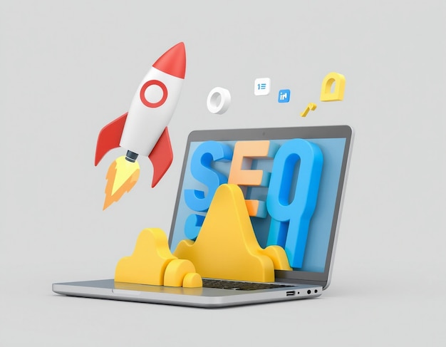 Photo 3d seo optimization rocketpowered marketing strategies for web and social media