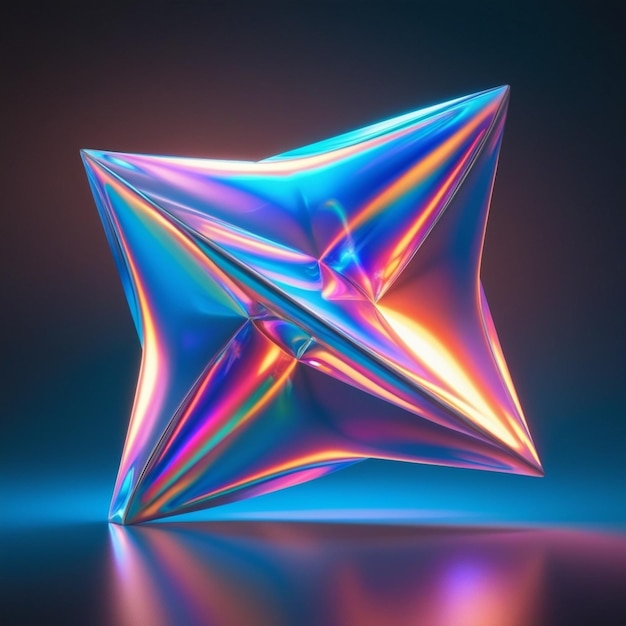 Photo 3d shape glowing with bright holographic colors