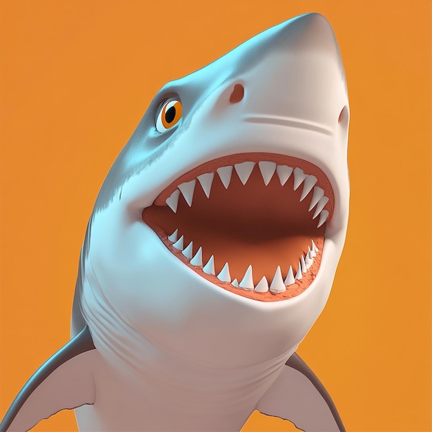 Photo 3d shark icon marine predator and ocean life illustration logo