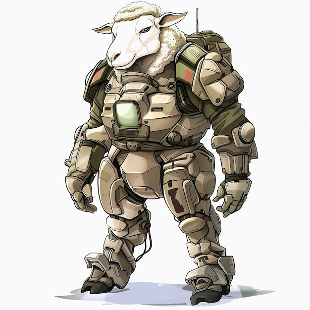 3D sheep cyborg cartoon character Realistic robot sheep cartoon design