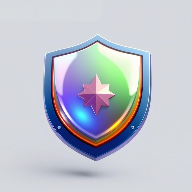 Photo 3d shield with rainbow colors and a pink star