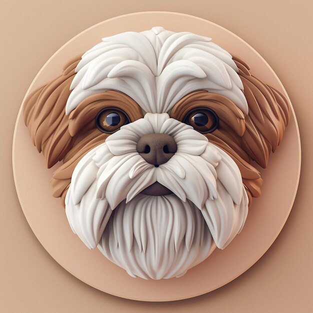 Photo 3d shih tzu icon dog breed and pet illustration logo