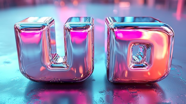 Photo 3d shiny letters u d in neon lights