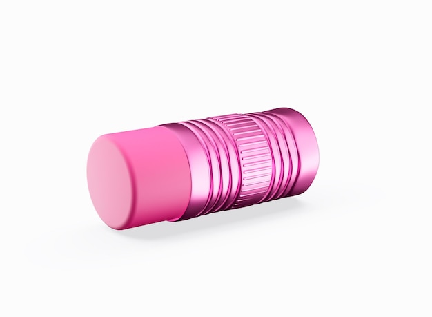 3d Shiny Pink Metallic Ferrule With Soft Pink Eraser Isolated On White Background 3d Illustration