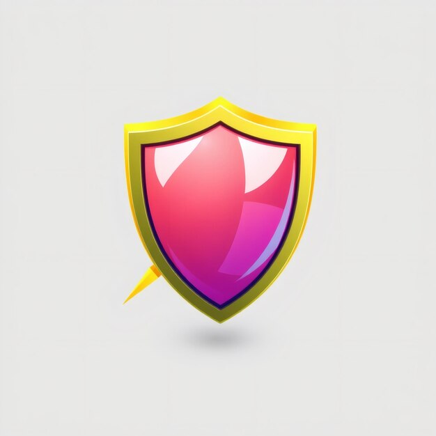 Photo a 3d shiny pink shield with a yellow outline