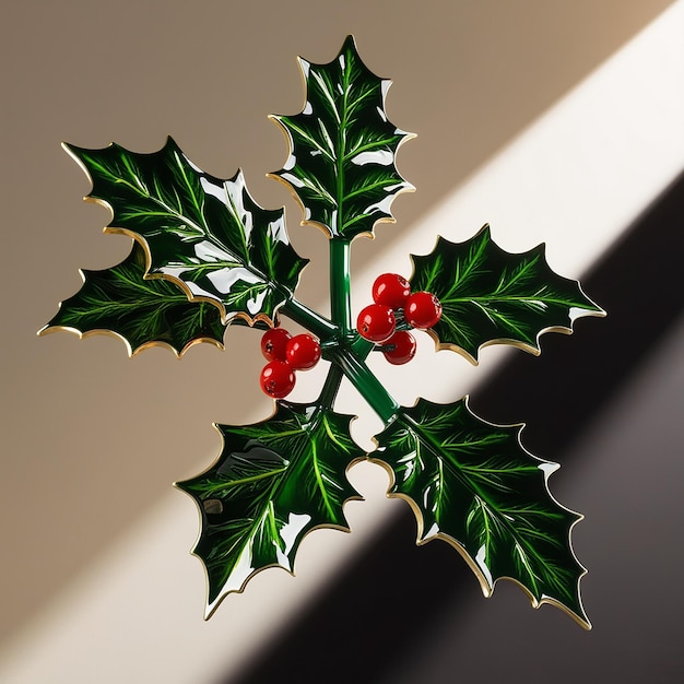 Photo 3d shiny plastic holly with realistic and vivid colors