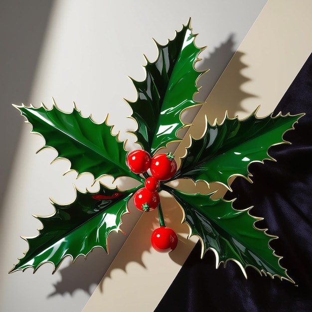 Photo 3d shiny plastic holly with realistic and vivid colors