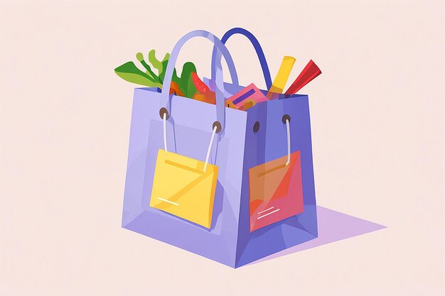 Photo 3d shopping bag flat illustration