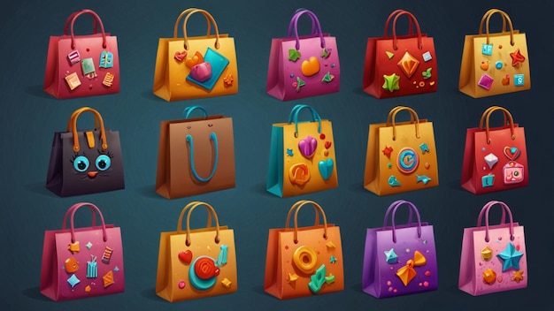 Photo 3d shopping bag icons set cartoon set of 3d shopping bag icon vector for web design