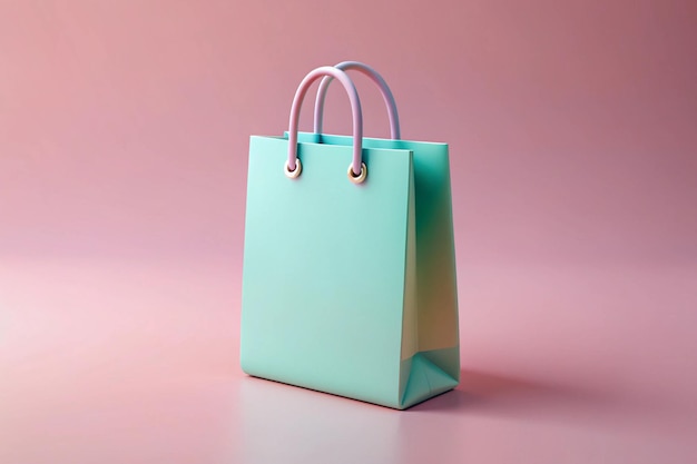 3D Shopping Bag with Handles in Pastel Colors