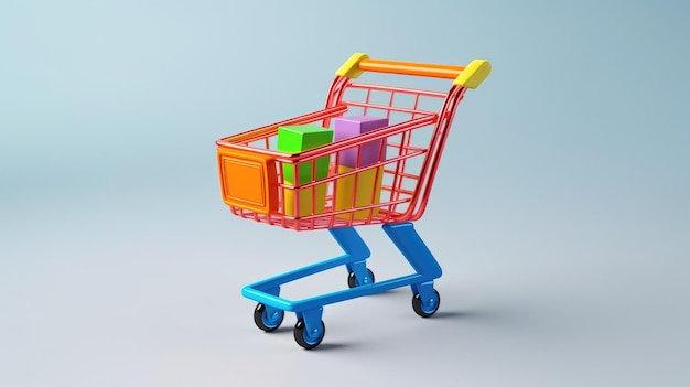 3d shopping cart 3d rendering