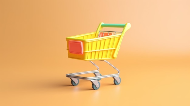 3d shopping cart 3d rendering