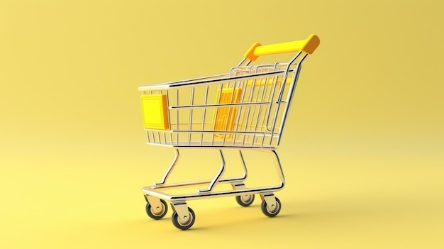 3d shopping cart 3d rendering