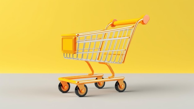 3d shopping cart 3d rendering