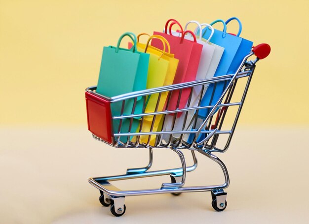 3d shopping cart illustration of parcel boxes