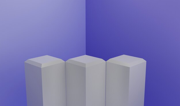 3D silver podium with blue background