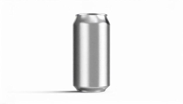 3D Silver Soda Can Mockup on Isolated Surface