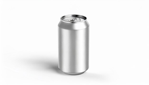 3D Silver Soda Can Mockup on Isolated Surface