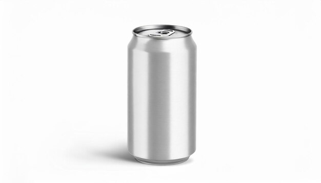 3D Silver Soda Can Mockup on Isolated Surface