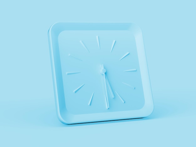 3d Simple Blue Square Wall Clock 530 Five Thirty Half Past 5 Soft Blue Background 3d illustration