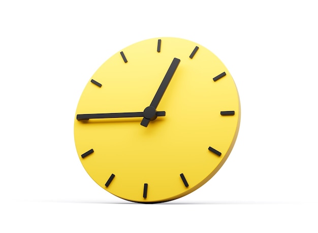 3d Simple Yellow Round Wall Clock 1245 Twelve Forty Five Quarter To 1 3d illustration