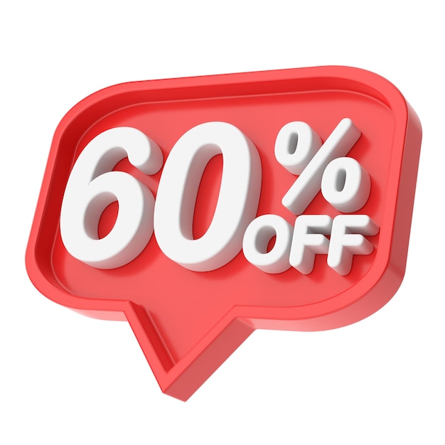 3D sixty percent off 60 off 60 sale