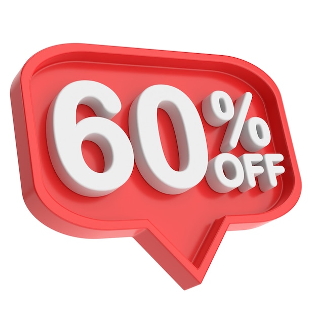 3D sixty percent off 60 off 60 sale