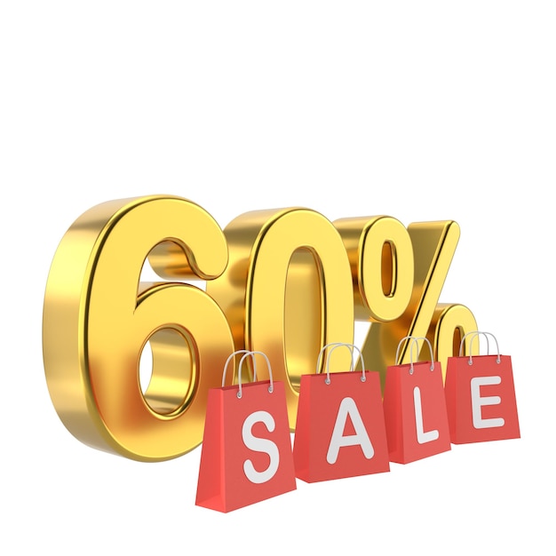 3D sixty percent sale 60 sale Golden sale badge