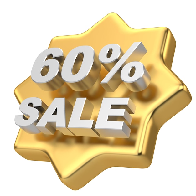 3D sixty percent sale 60 sale Golden sale badge