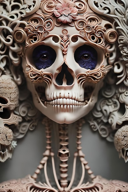 A 3d skull with a large skull on it