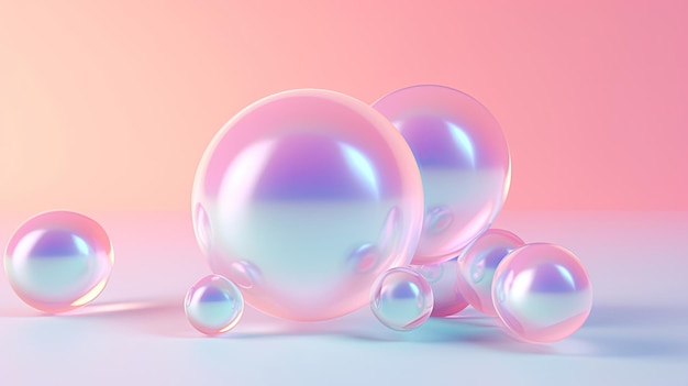 3D small bubble spheres in gradient pastel colorful wallpaper