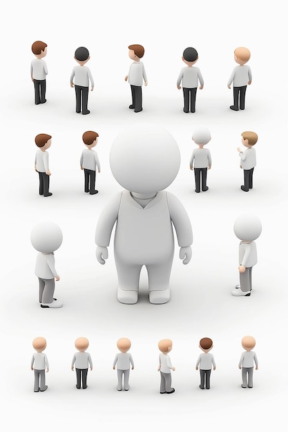 Photo 3d small people main part isolated white background