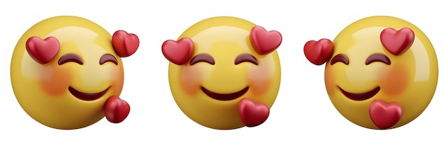 Photo 3d smiling face emoji with hearts expressing love and happiness