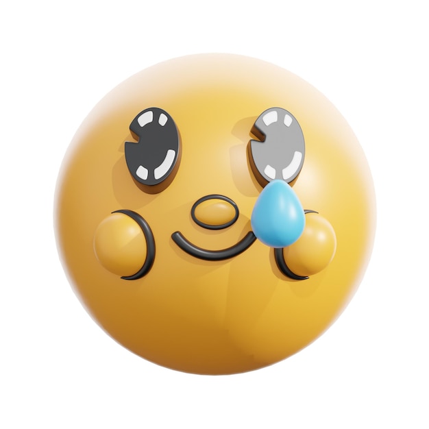 3D Smiling Face With Tear Illustration