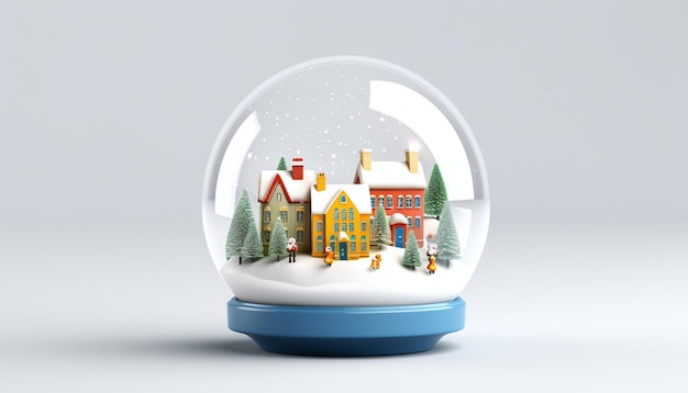 3d snow globe with a festive scene