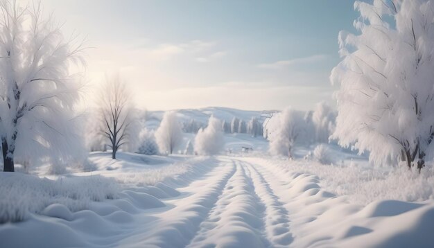 3d snowy winter landscape