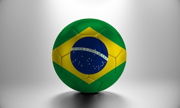 3d soccer ball with Brazil country flag. Football ball with Brazil flag