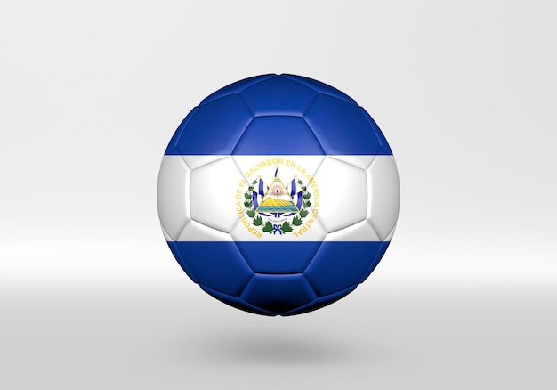 3D Soccer Ball with the Flag of El Salvador on grey background