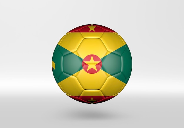 3d soccer ball with the flag of Grenada on grey background