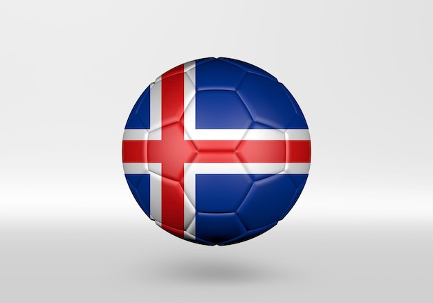 Photo 3d soccer ball with the flag of iceland on grey background