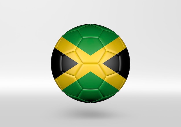 3d soccer ball with the flag of Jamaica on grey background